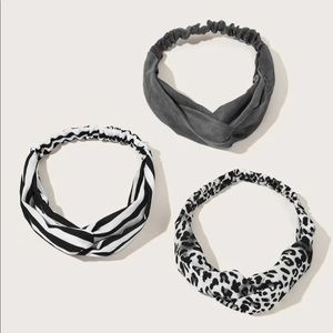 3pcs Striped & Leopard Headbands
